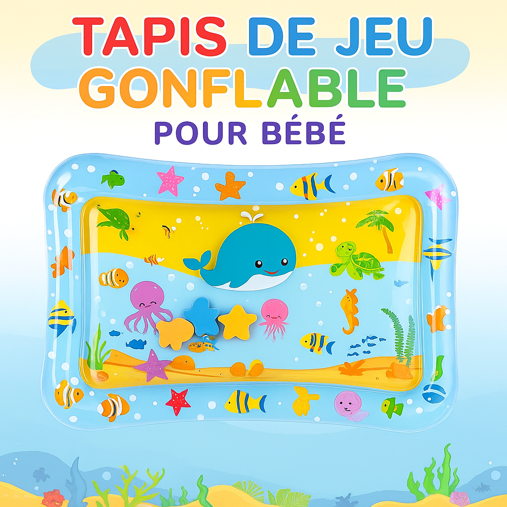 🐋 Tapis de jeu gonflable « Monde sous-marin » : éveil & amusement pour bébé dès le plus jeune âge !