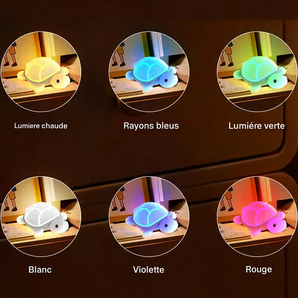 🐢 Veilleuse Tortue LED tactile – Douce lumière pour les nuits de bébé.