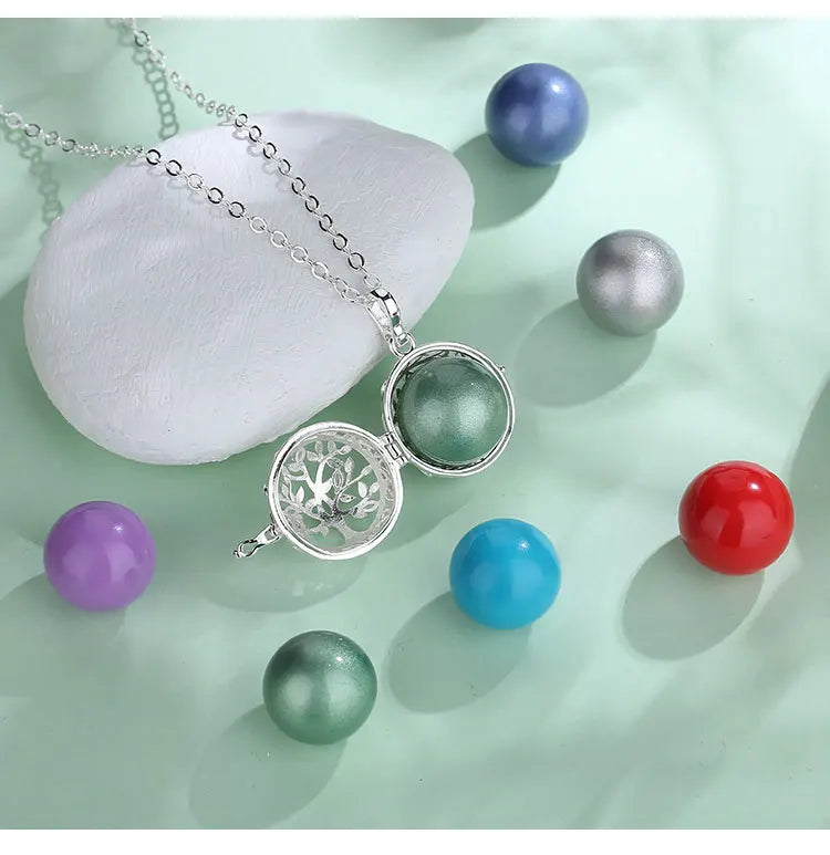 🧘♀️ Collier bola de grossesse Eudora – pendentif « arbre de vie », boule musicale 18 mm, bijou DIY