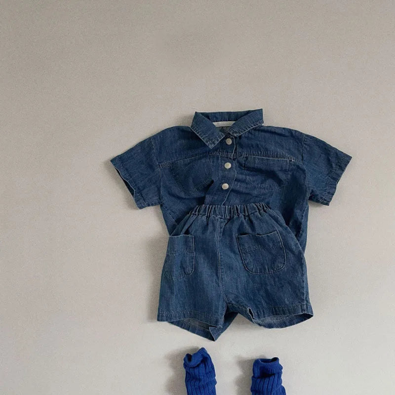 2-piece denim set: the perfect denim for their first stylish steps (boy and girl)