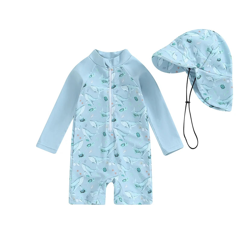 Children's anti-UV swimsuit + hat: for adventures in the sun!