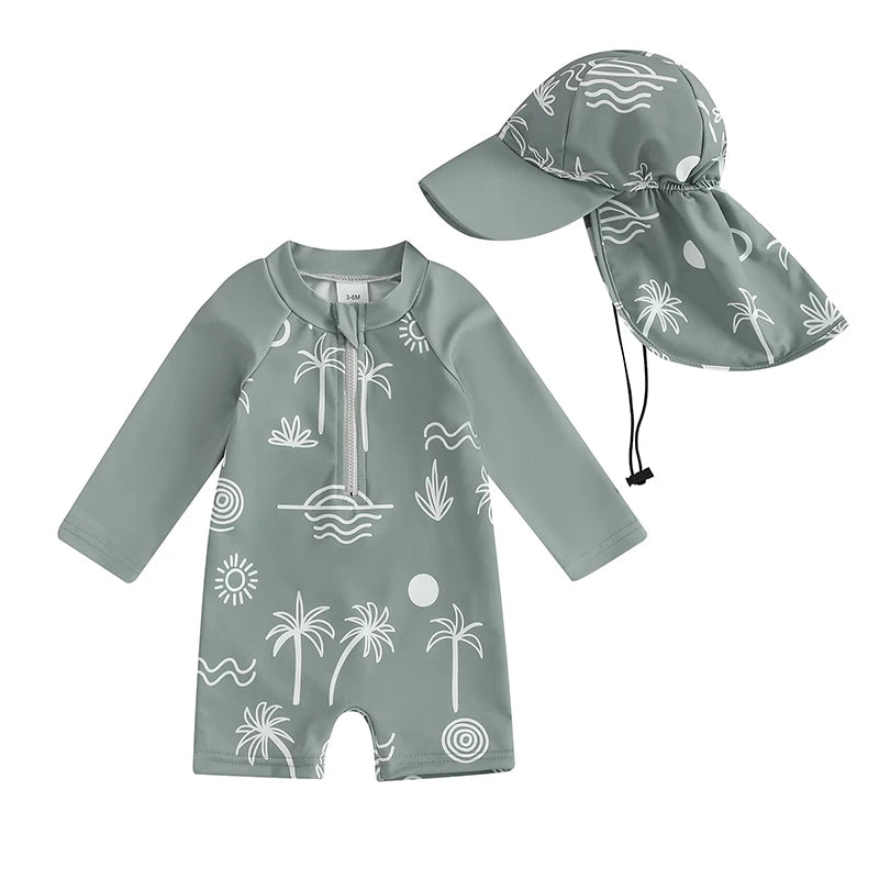 Children's anti-UV swimsuit + hat: for adventures in the sun!