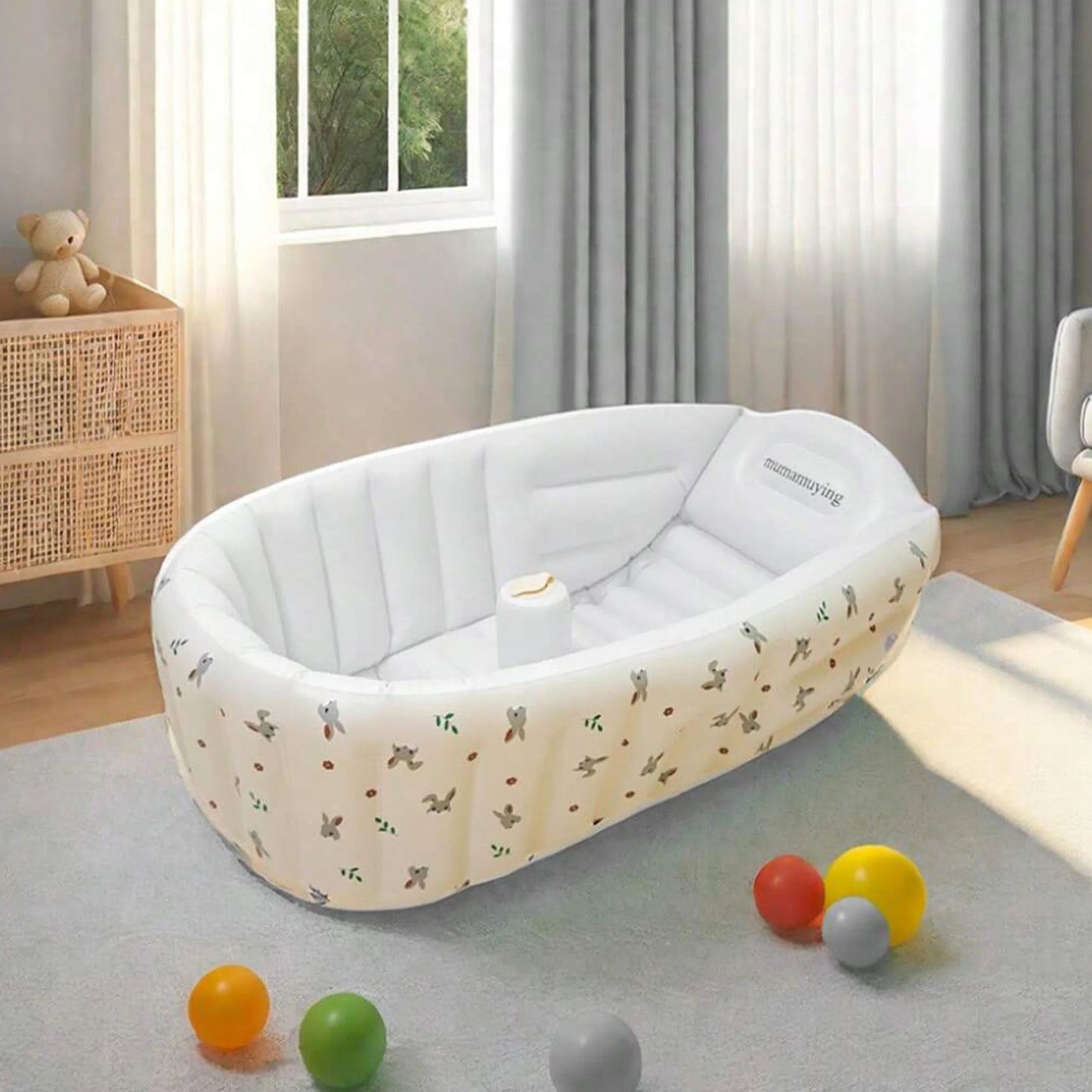 🛁🐻 Baignoire Gonflable Bébé "Bisounours" – Confort & sécurité pour le bain ✨