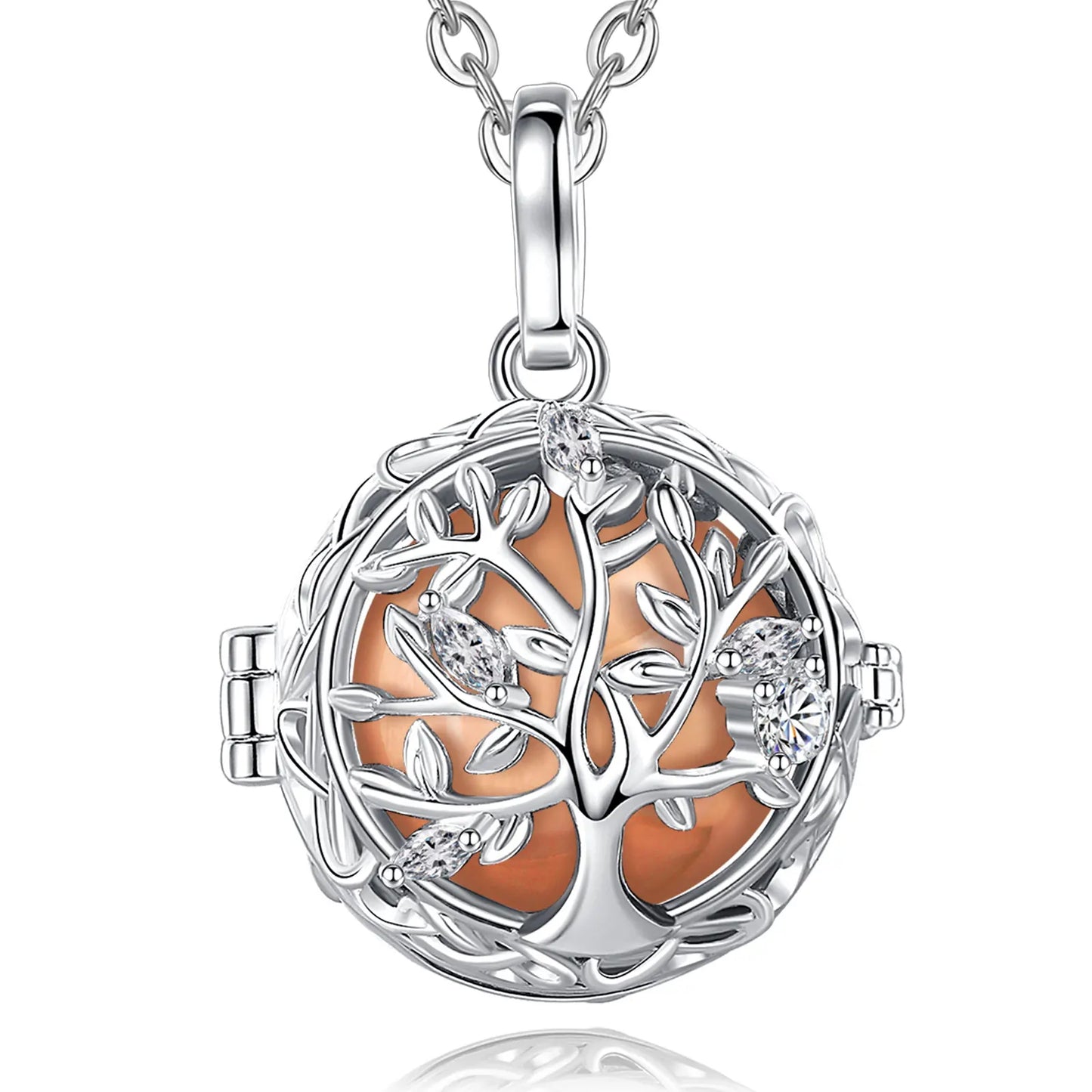 🧘♀️ Collier bola de grossesse Eudora – pendentif « arbre de vie », boule musicale 18 mm, bijou DIY