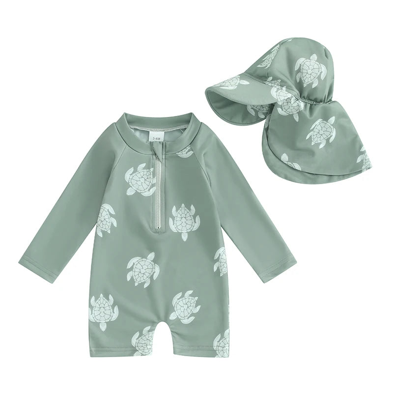 Children's anti-UV swimsuit + hat: for adventures in the sun!