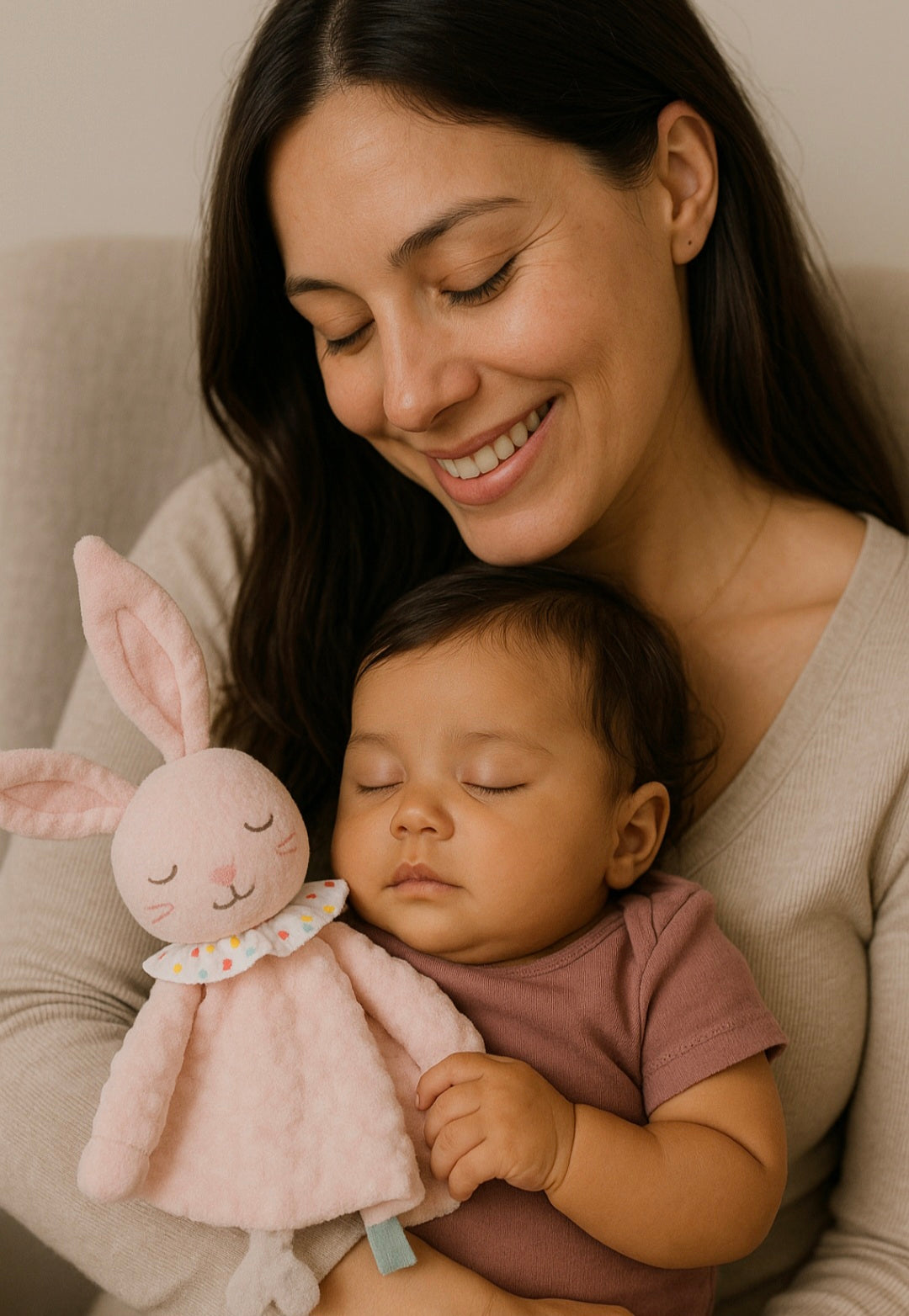 🐘 Couverture de sécurité éléphant – étiquettes, hochet intégré & doudou peluche doux