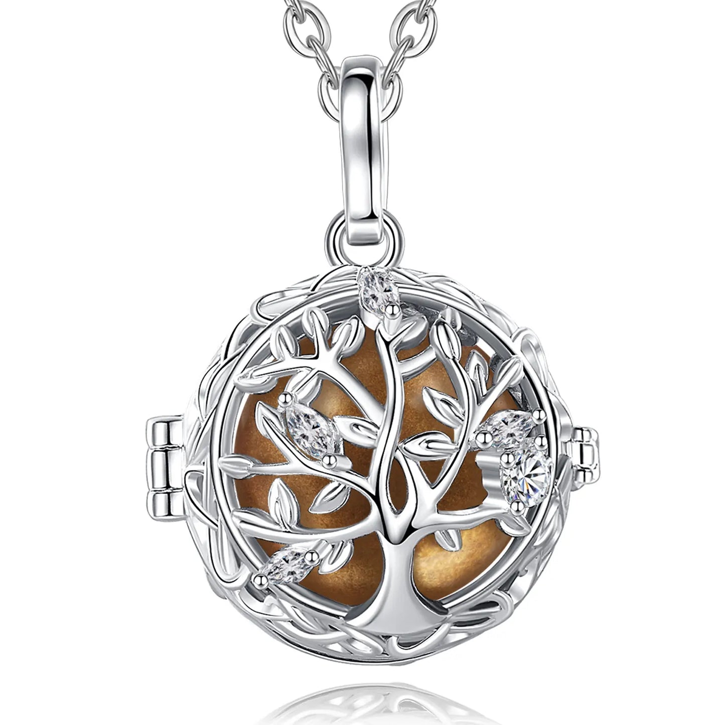 🧘♀️ Collier bola de grossesse Eudora – pendentif « arbre de vie », boule musicale 18 mm, bijou DIY