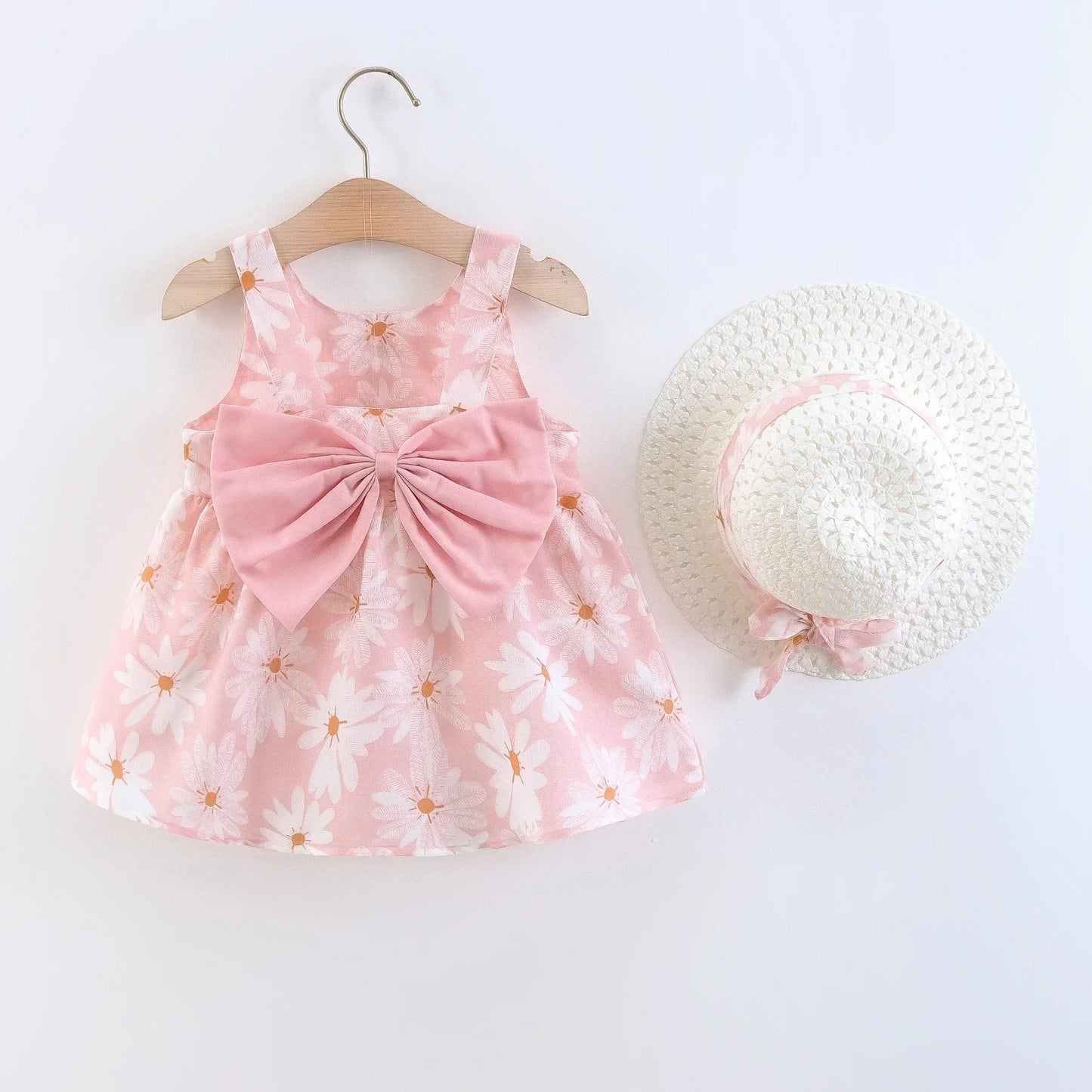 Conjunto de vestido y sombrero floral de verano para niñas: ¡perfecto para los días soleados!
