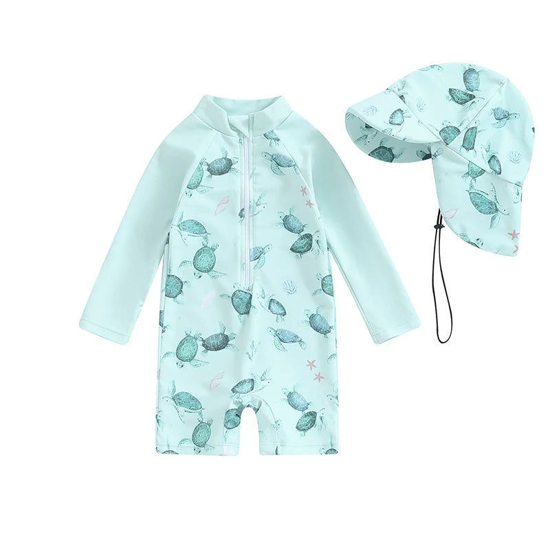 Children's anti-UV swimsuit + hat: for adventures in the sun!