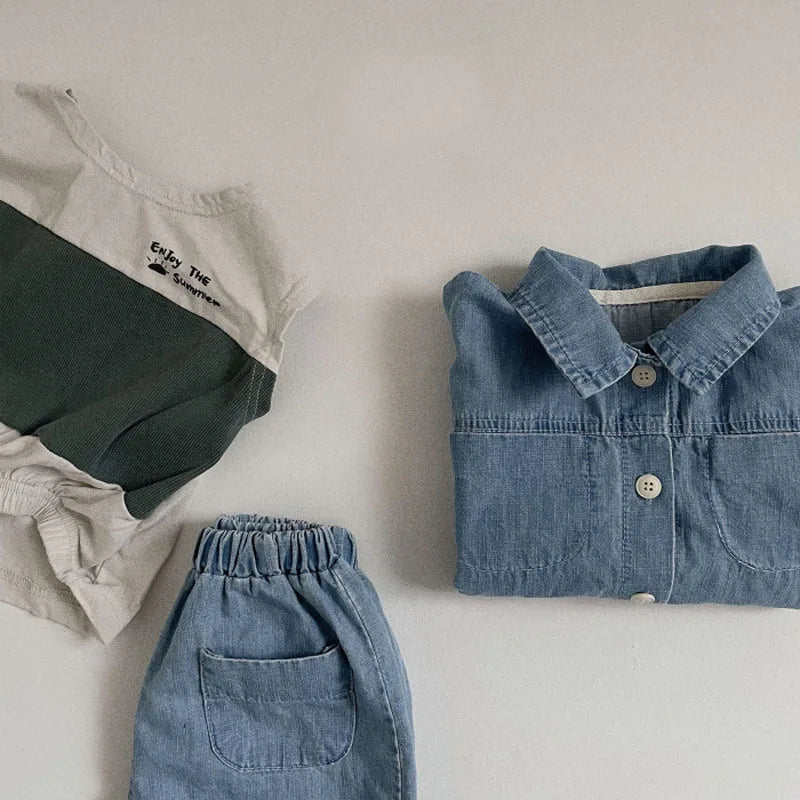 2-piece denim set: the perfect denim for their first stylish steps (boy and girl)