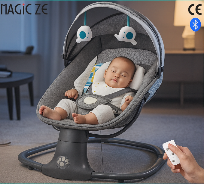 Berceau Électrique "MAGICZE" avec Moustiquaire – Balancement Automatique, Musique et Télécommande