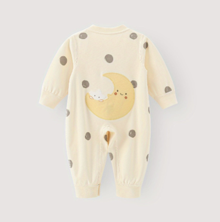 Combinaison bébé "LUNA" à pois Beige | Pyjama Coton Doux et Confortable (garçon & fille)
