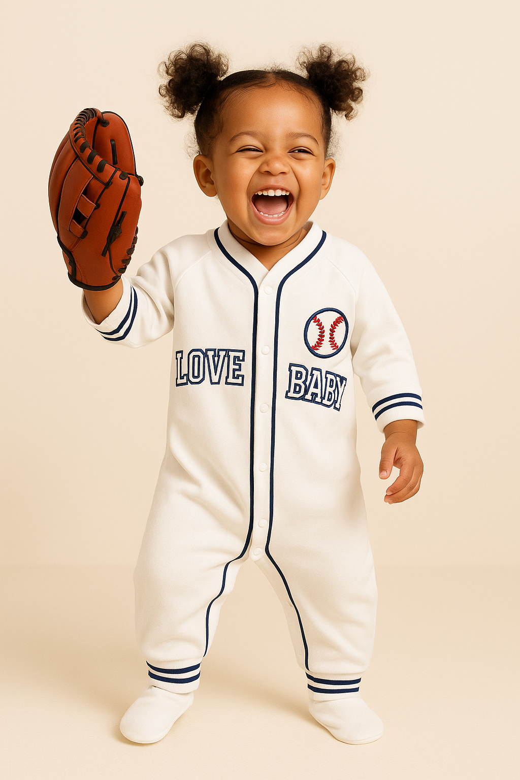 Barboteuse bébé "LOVE BABY" | Style baseball américain pour bébé (garçon & fille)