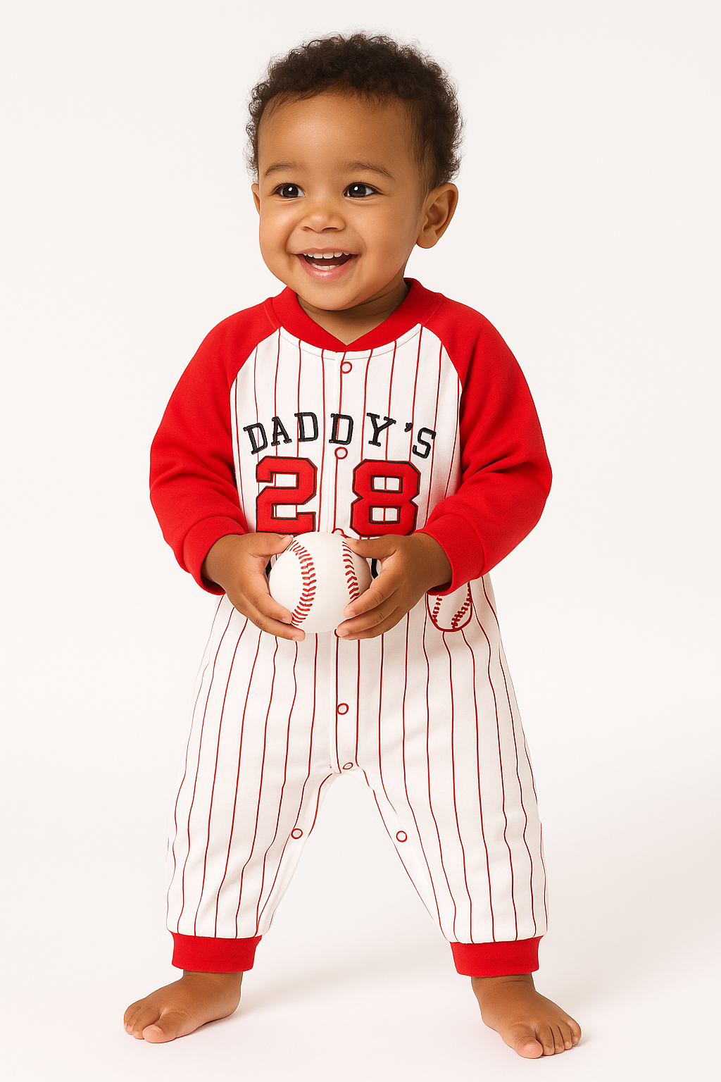 Barboteuse bébé “Daddy’s Rookie 28” | Style baseball américain (garçon)