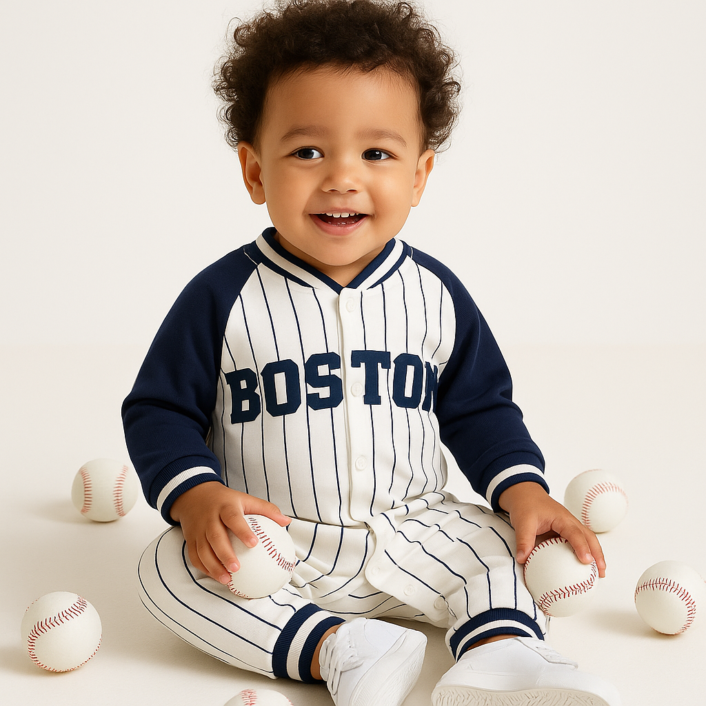 Barboteuse bébé “Boston League” | Le look sportif made in USA (garçon)
