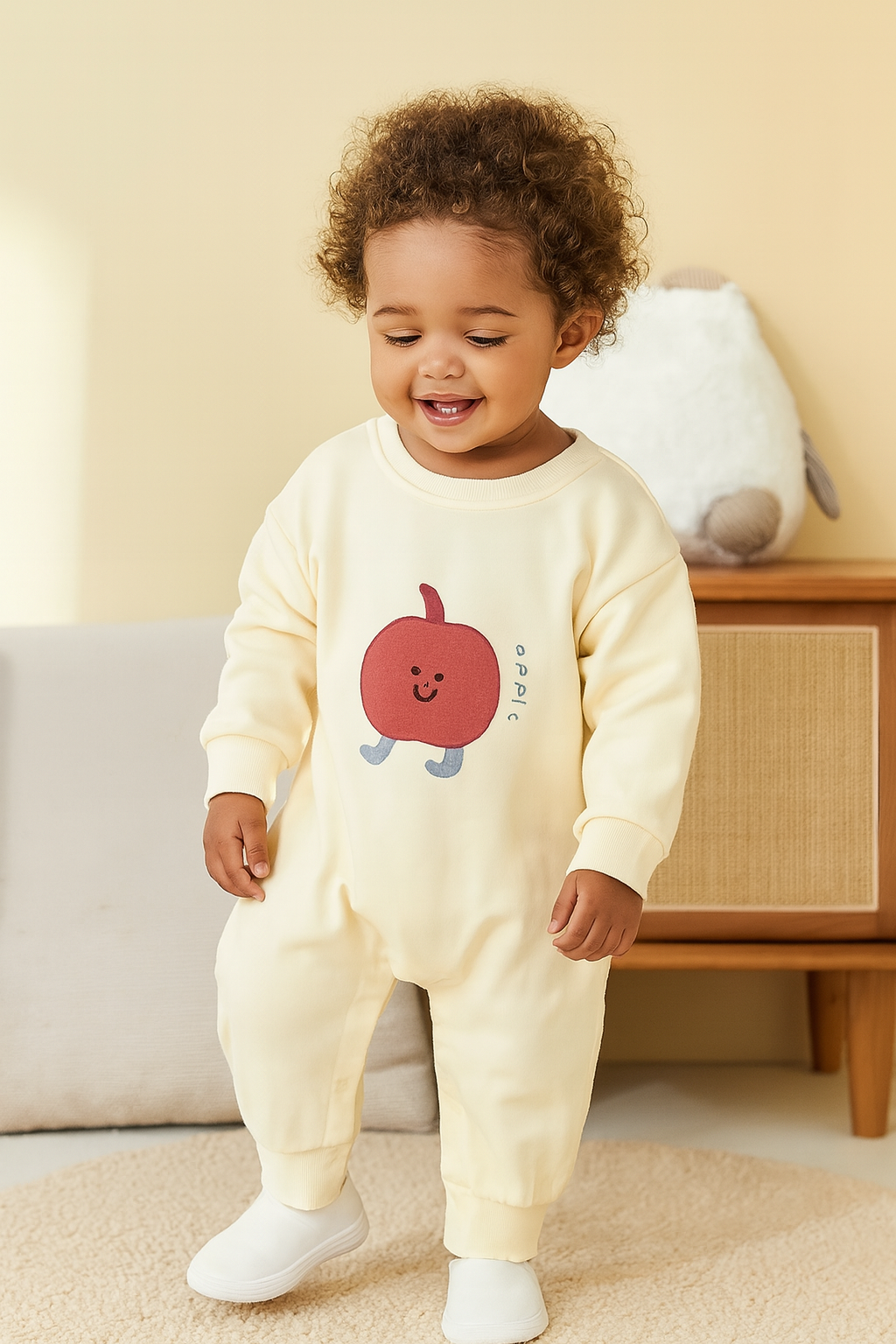 Combinaison bébé "Apple" en Coton Doux | Tenue Cocooning Fruitée et Adorable (garçon & fille)