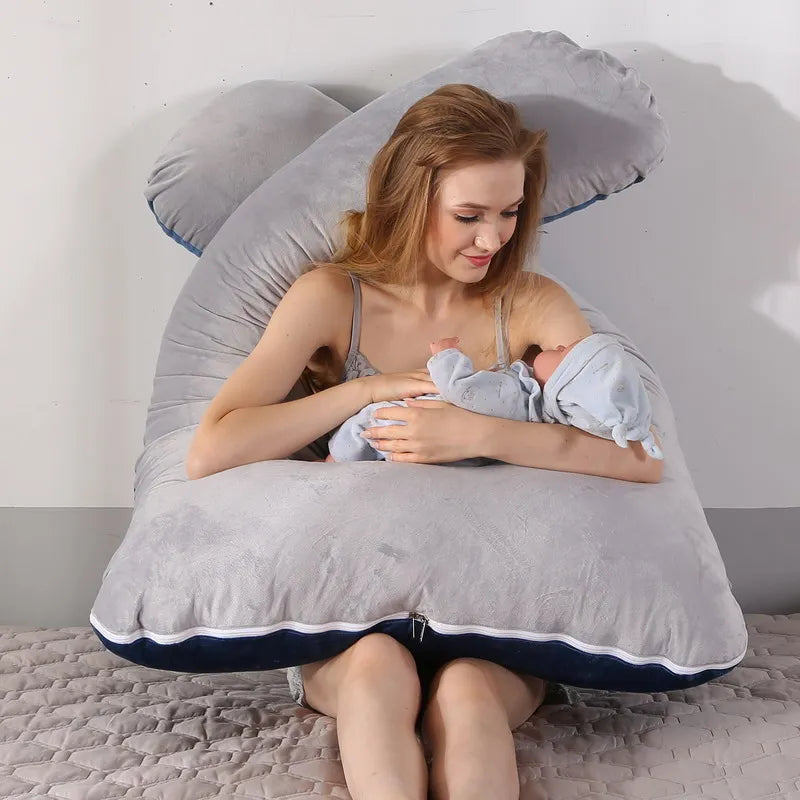 🌙 Oreiller de maternité 120×70 cm – confortable, soutien grossesse & allaitement, coussin doux