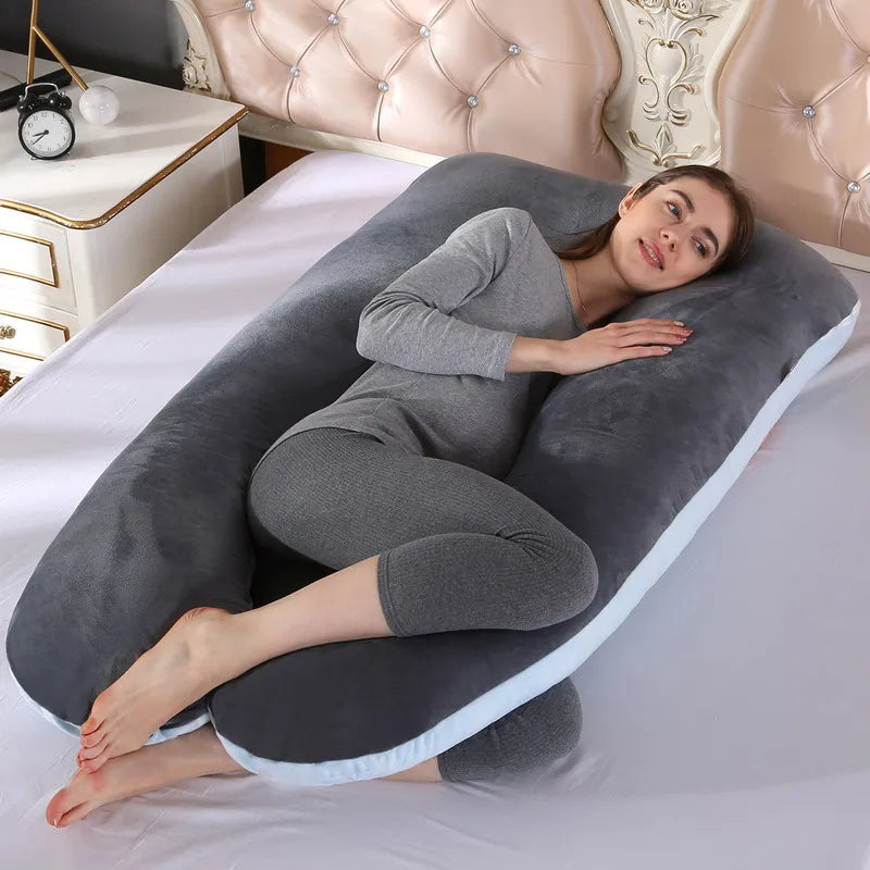 🌙 Oreiller de maternité 120×70 cm – confortable, soutien grossesse & allaitement, coussin doux
