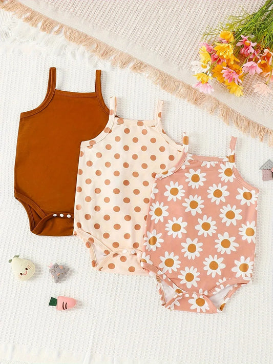 Pack de 3 bodies para niña con tirantes: comodidad y estilo floral