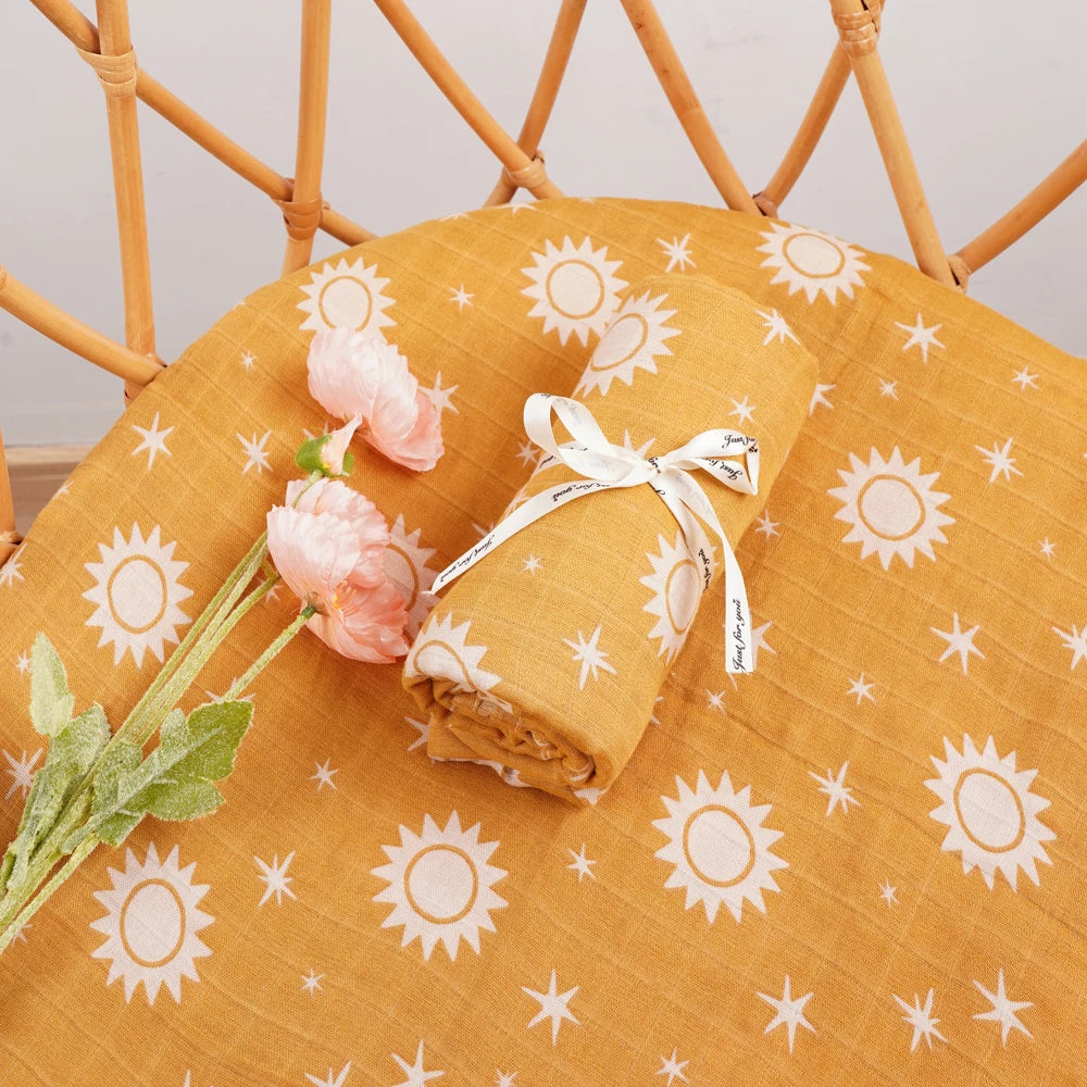 Couverture de réception bébé 120x110cm – Mousseline de coton ultra douce – Multi-usages (bain, lit, poussette)