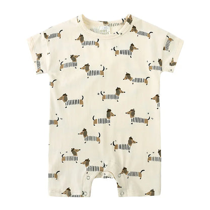 Pelele para bebé niño y niña de 0 a 2 años - Estampado de rayas, luna y perro | FamilyLK