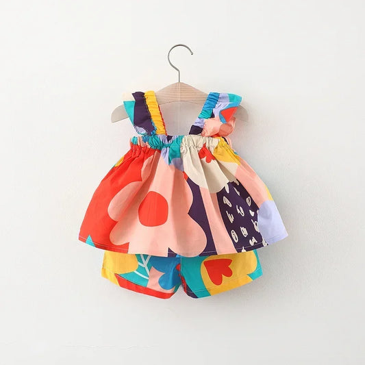 Conjunto de 2 piezas para niñas: ¡flores y color! - (9 meses a 6 años)