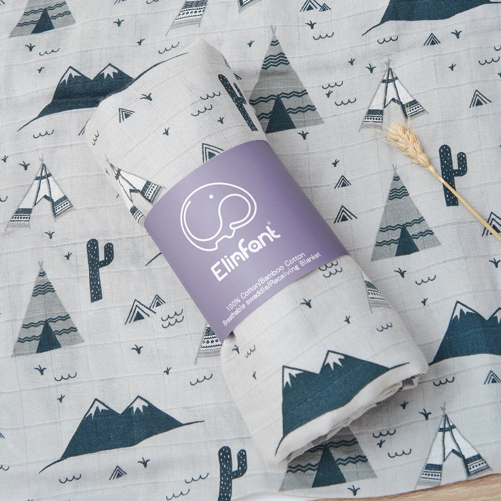 Couverture de réception bébé 120x110cm – Mousseline de coton ultra douce – Multi-usages (bain, lit, poussette)