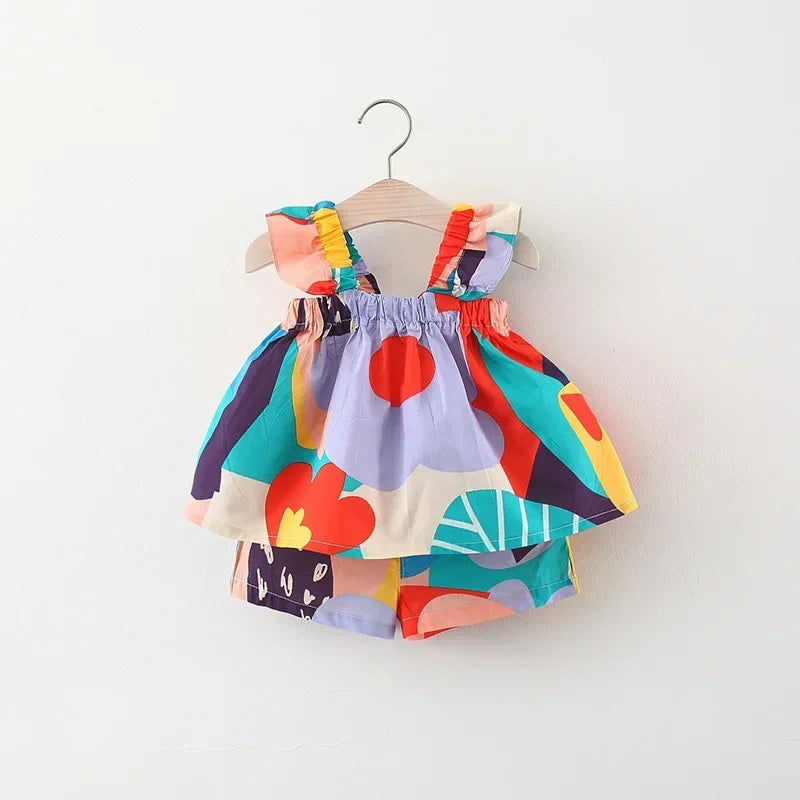 Conjunto de 2 piezas para niñas: ¡flores y color! - (9 meses a 6 años)