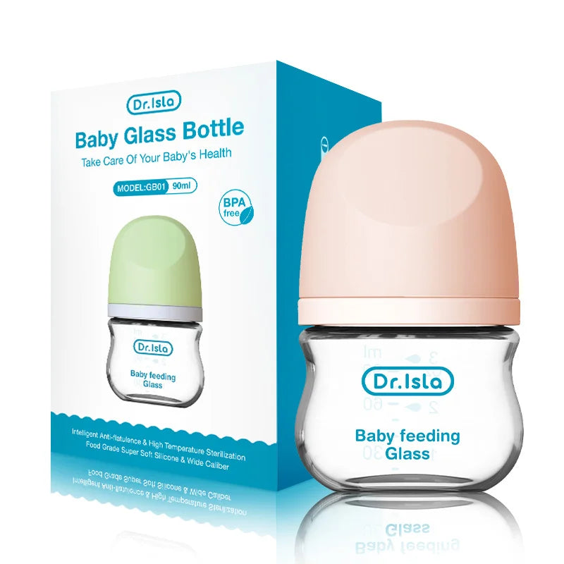 Biberons "Dr. Isla" en verre anti-reflux - 90ML / 160ML : l'allié parfait pour les nouveaux-nés