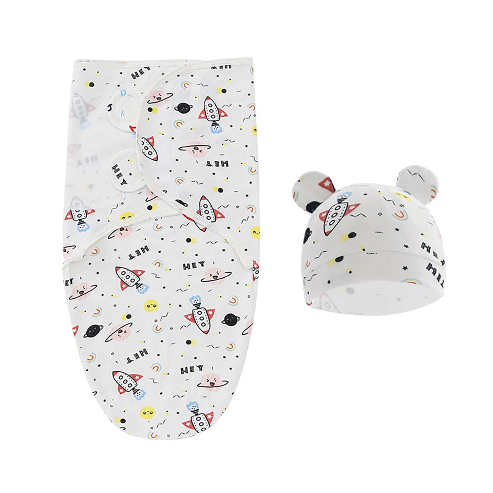 Saco de dormir + gorro para recién nacido (0-3 meses) – Verano – Algodón transpirable y suave