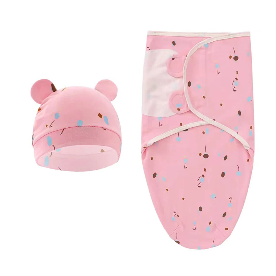 Saco de dormir + gorro para recién nacido (0-3 meses) – Verano – Algodón transpirable y suave