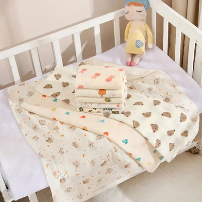 Manta de bebé 80x80 cm – Muselina de algodón suave – Multiusos (baño, cama, cochecito)