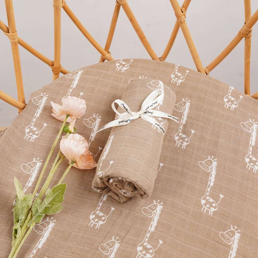 Couverture de réception bébé 120x110cm – Mousseline de coton ultra douce – Multi-usages (bain, lit, poussette)