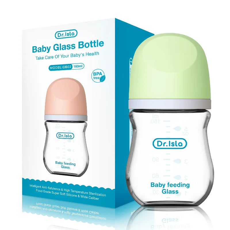 Biberons "Dr. Isla" en verre anti-reflux - 90ML / 160ML : l'allié parfait pour les nouveaux-nés