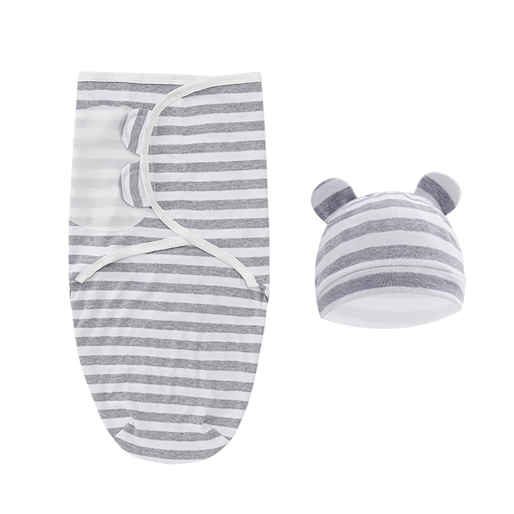 Saco de dormir + gorro para recién nacido (0-3 meses) – Verano – Algodón transpirable y suave