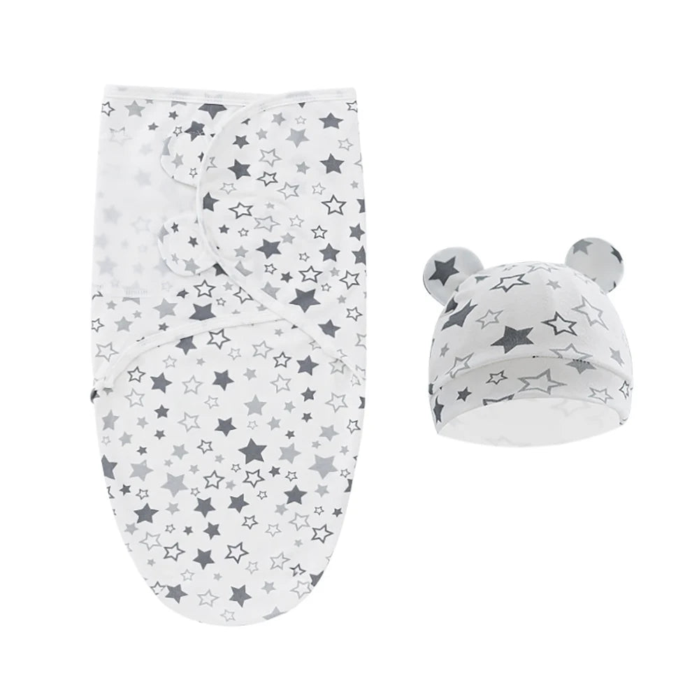 Saco de dormir + gorro para recién nacido (0-3 meses) – Verano – Algodón transpirable y suave