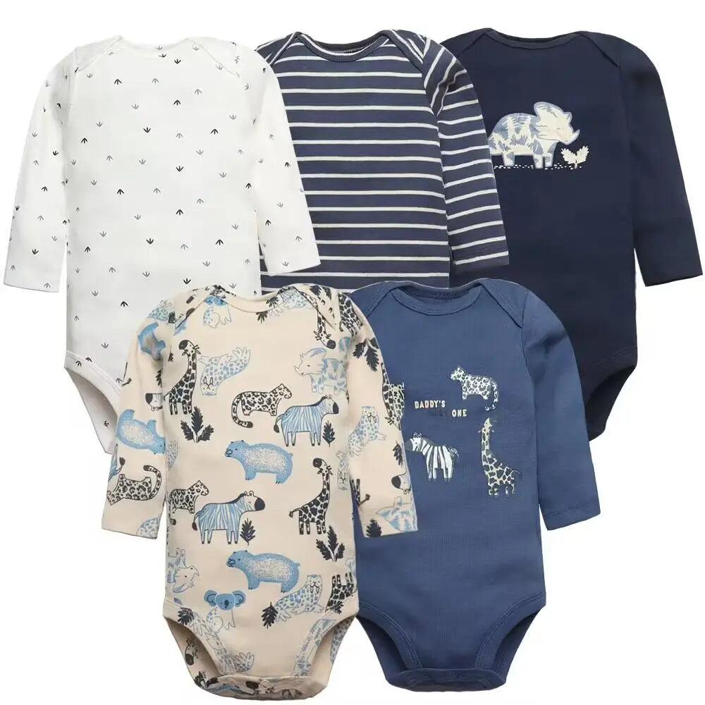 Lot de 5 bodys manches longues : la protection douce pour la mi-saison (garçon et fille)