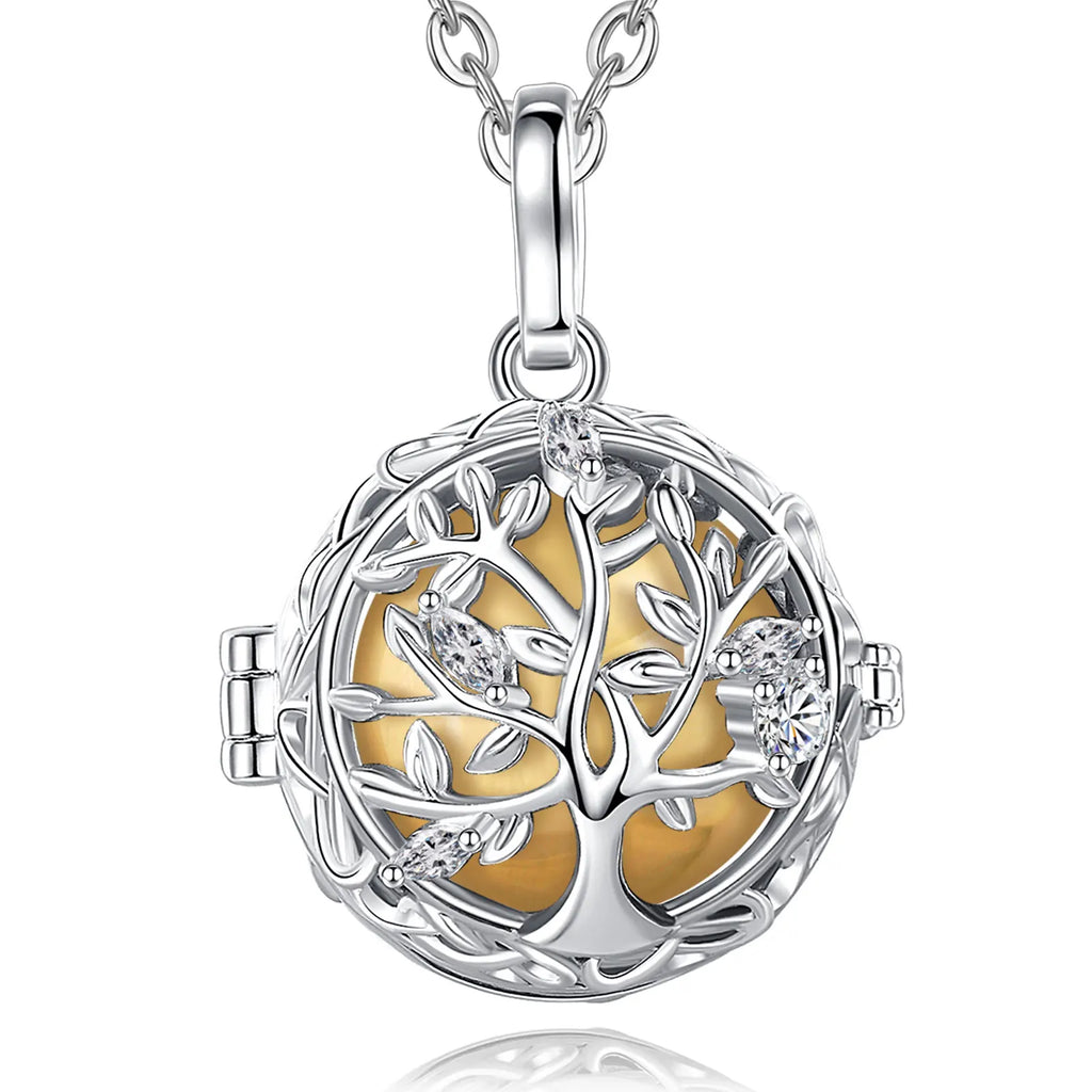 🧘‍♀️ Collier bola de grossesse Eudora – pendentif « arbre de vie », boule musicale 18 mm, bijou DIY