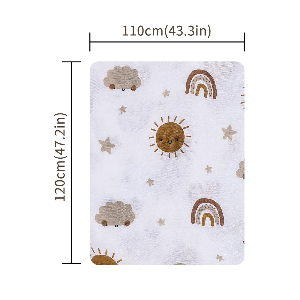 Manta de bebé 120x110cm – Muselina de algodón ultra suave – Multiusos (baño, cama, cochecito)