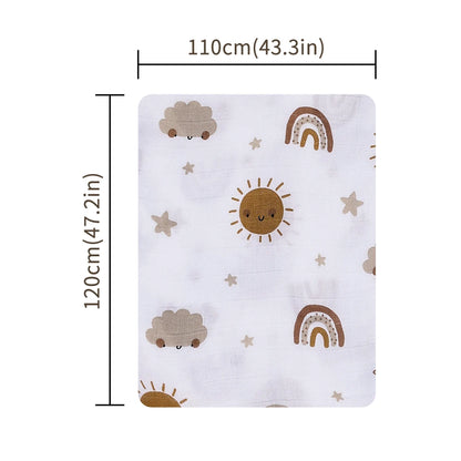 Manta de bebé 120x110cm – Muselina de algodón ultra suave – Multiusos (baño, cama, cochecito)