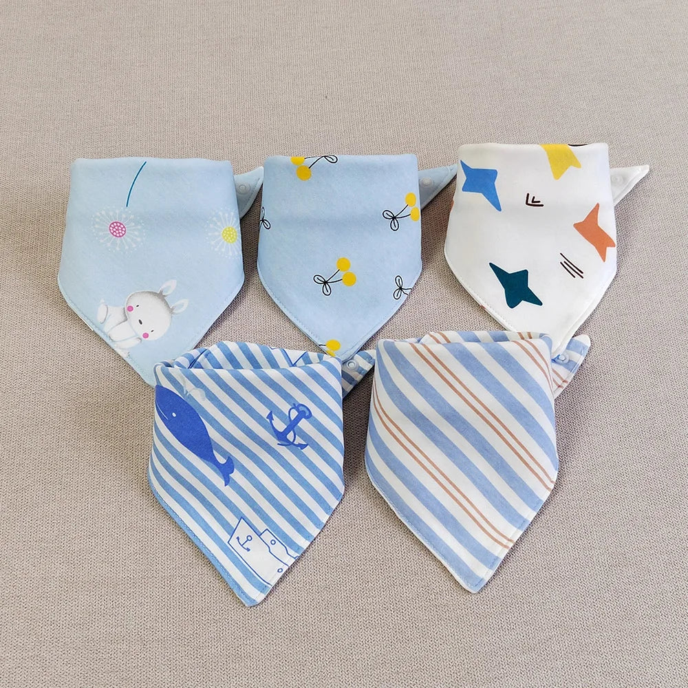 Bavoir triangle en double coton : baver n'a jamais été aussi mignon ! (lot de 5 pièces)