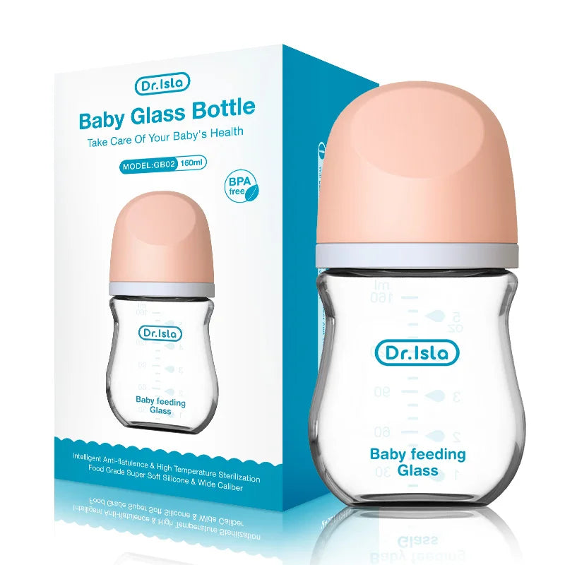 Biberons "Dr. Isla" en verre anti-reflux - 90ML / 160ML : l'allié parfait pour les nouveaux-nés