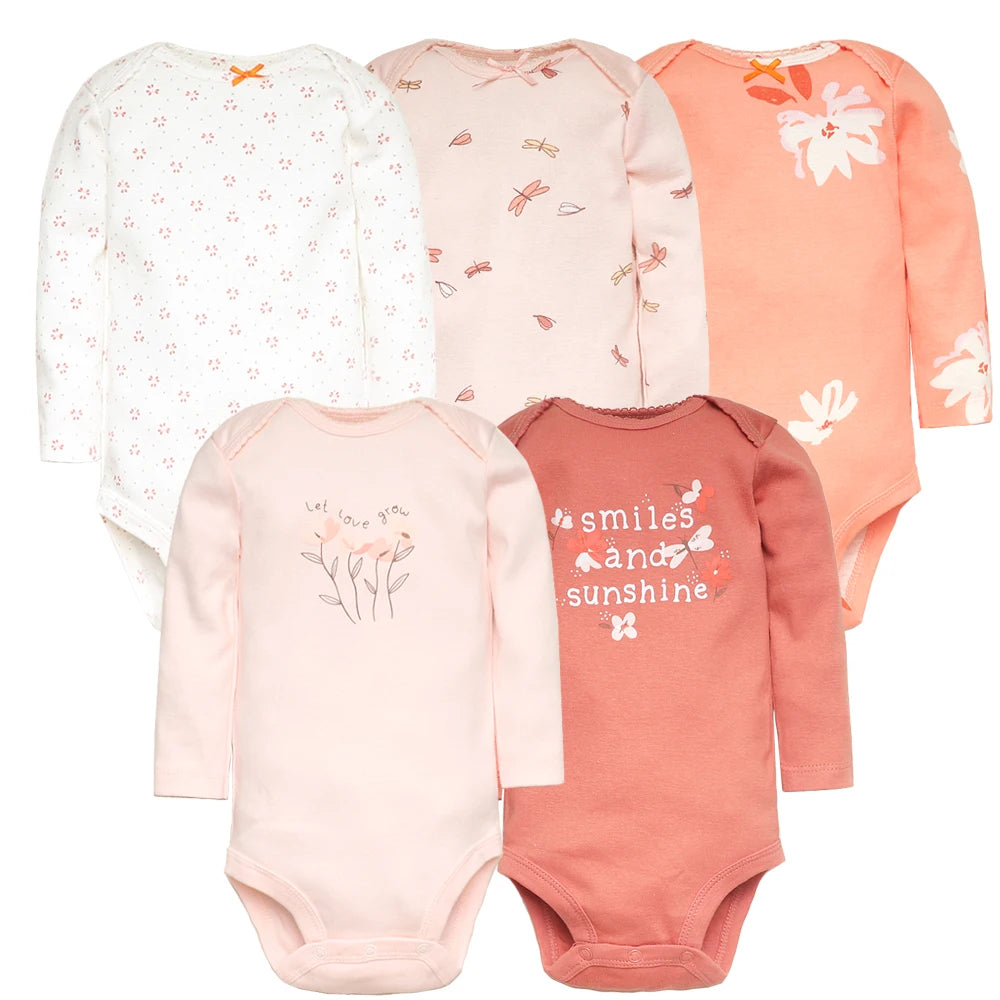 Lot de 5 bodys manches longues : la protection douce pour la mi-saison (garçon et fille)