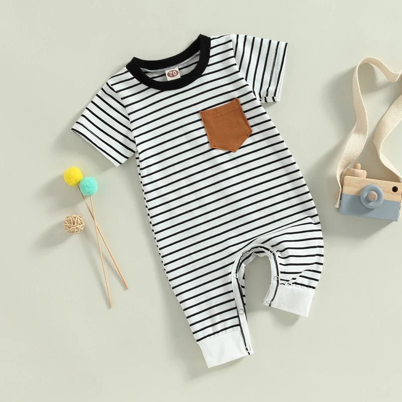 Barboteuse Lioraitin pour garçon : des rayures pleines de tendresse pour accompagner bébé partout - FamilyLK