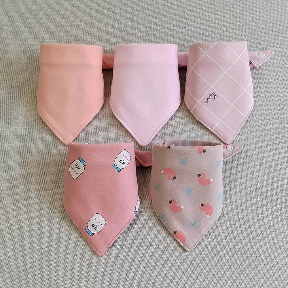 Bavoir triangle en double coton : baver n'a jamais été aussi mignon ! (lot de 5 pièces) - FamilyLK
