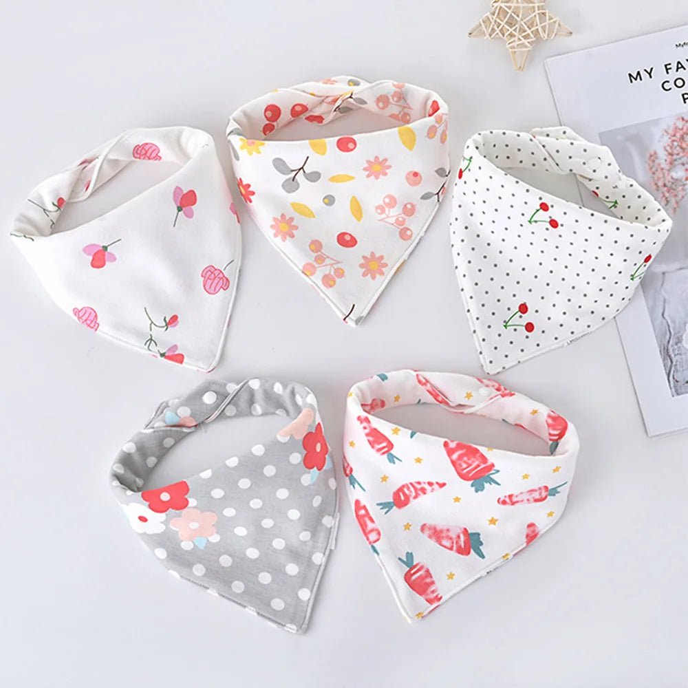 Bavoir triangle en double coton : baver n'a jamais été aussi mignon ! (lot de 5 pièces) - FamilyLK