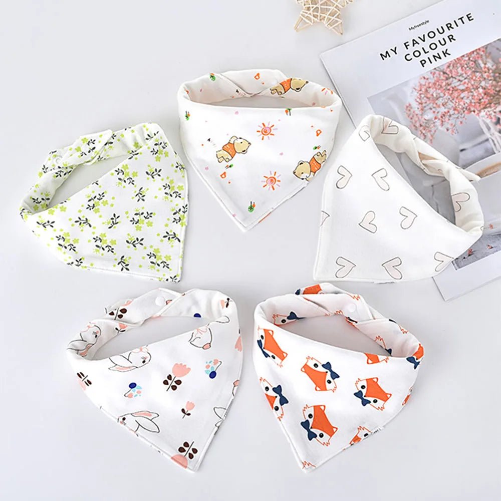 Bavoir triangle en double coton : baver n'a jamais été aussi mignon ! (lot de 5 pièces) - FamilyLK