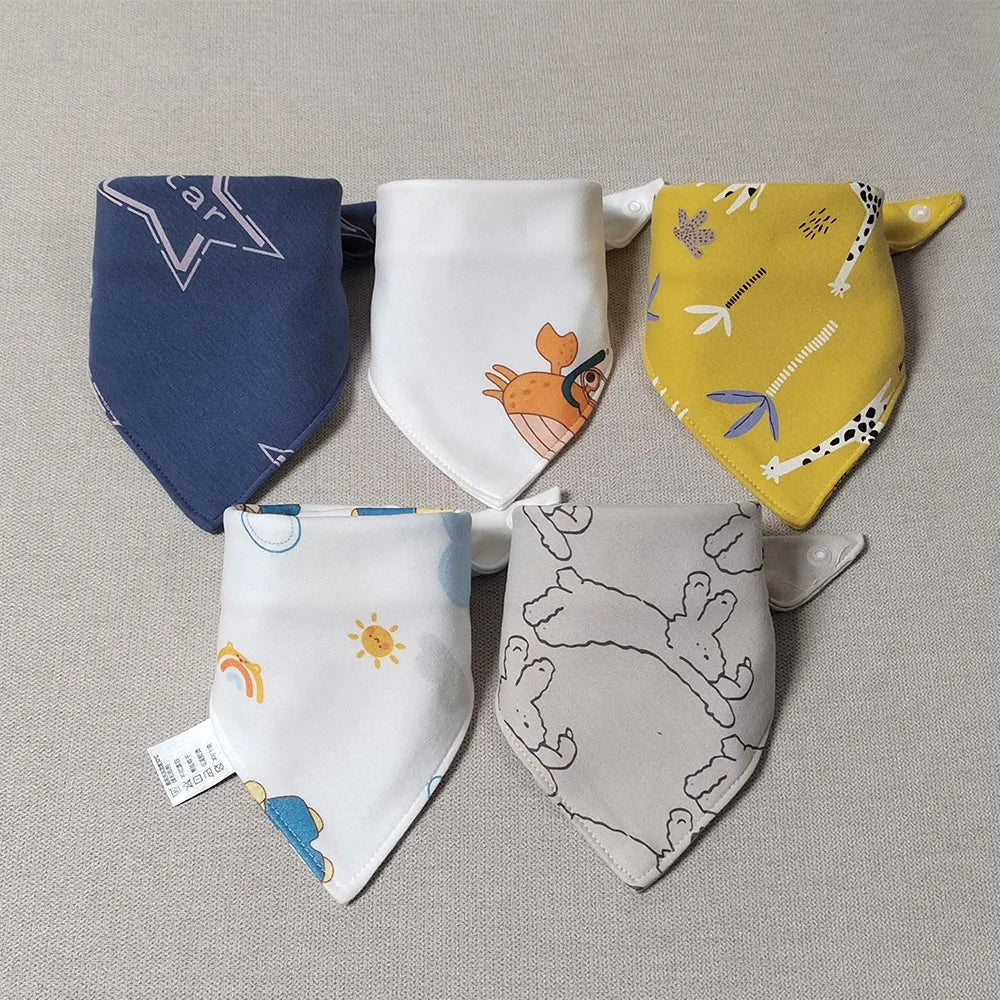 Bavoir triangle en double coton : baver n'a jamais été aussi mignon ! (lot de 5 pièces) - FamilyLK