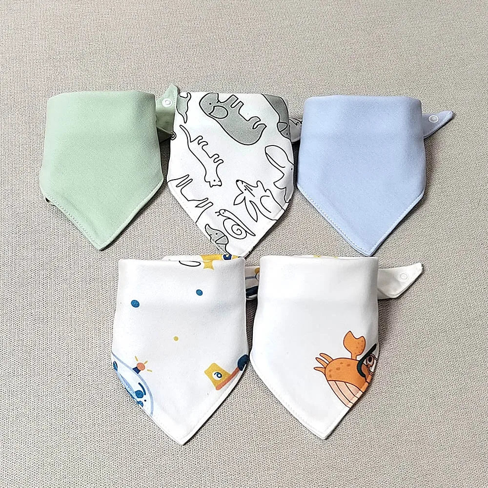 Bavoir triangle en double coton : baver n'a jamais été aussi mignon ! (lot de 5 pièces) - FamilyLK