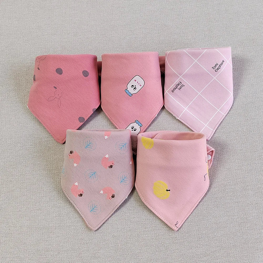 Bavoir triangle en double coton : baver n'a jamais été aussi mignon ! (lot de 5 pièces) - FamilyLK